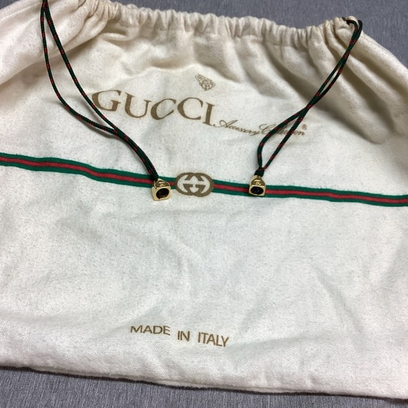 Vintage GUCCI Accesory Collection Dust Bag Cotton Red Green Stripe Italy 13 X 10 - Picture 3 of 4